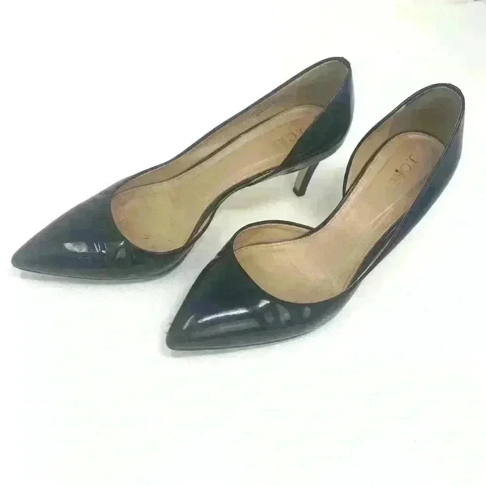 J. CREW  Valentina Patent Leather Black Heels Sz 6 EUC Italy